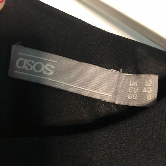 NEW ASOS Dress Cutout Short Sleeves Crewneck Midi Black Size 8 work care… - Picture 3 of 5